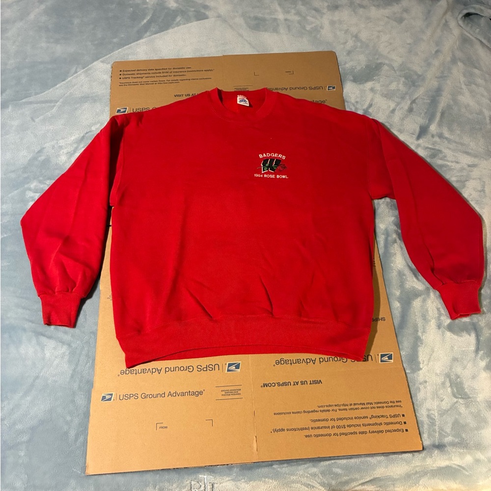 Vintage Jerzees Wisconsin Badgers Football 1994 Rose Bowl Stitched Sweater